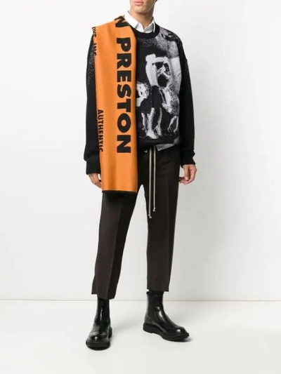 Shop Heron Preston Jacquard Logo Wool Scarf In Orange