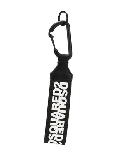 Shop Dsquared2 Logo Print Keychain In Black