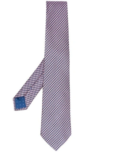 Shop Paul Smith Dogstooth Pattern Silk Tie In Purple
