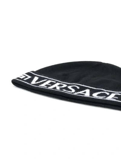 Shop Versace Logo-jacquard Beanie In Black