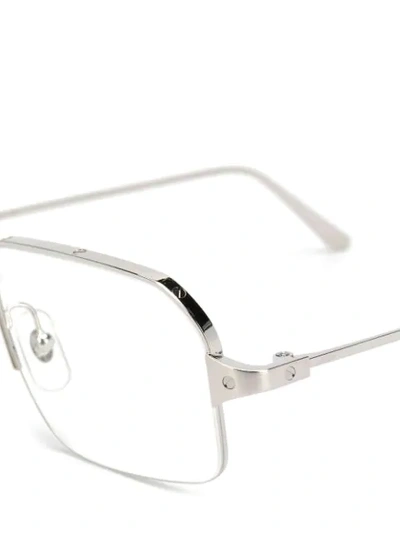 Shop Cartier Rectangular-frame Glasses In Metallic