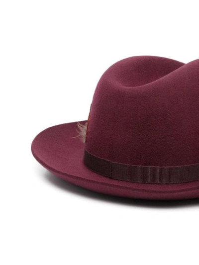 Shop Paul Smith Feather Embellished Fedora Hat In Red