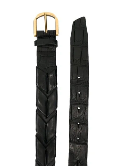 Shop Ajmone Crocodile-effect Braided Belt In Black