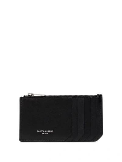 Shop Saint Laurent Fragments Logo Embossed Cardholder In Black