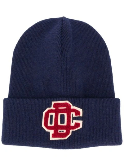 Shop Dsquared2 Logo-patch Knitted Beanie In Blue