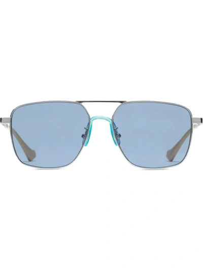 Shop Gucci Metal Aviator Sunglasses In Blue