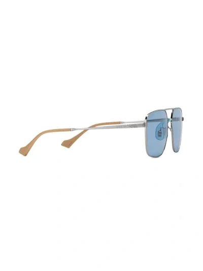 Shop Gucci Metal Aviator Sunglasses In Blue