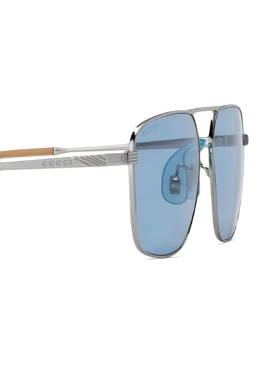 Shop Gucci Metal Aviator Sunglasses In Blue