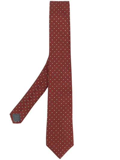 Shop Brunello Cucinelli Polka-dot Pointed Tie In Orange