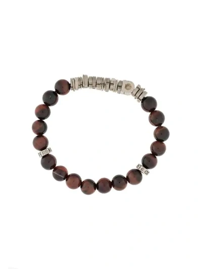 Shop Ferragamo Gancini-logo Bead Bracelet In Brown