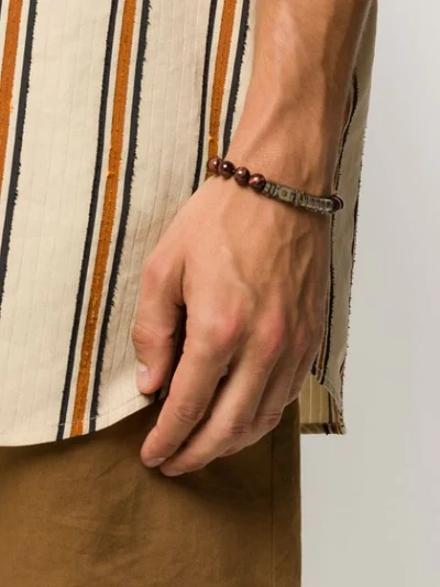 Shop Ferragamo Gancini-logo Bead Bracelet In Brown