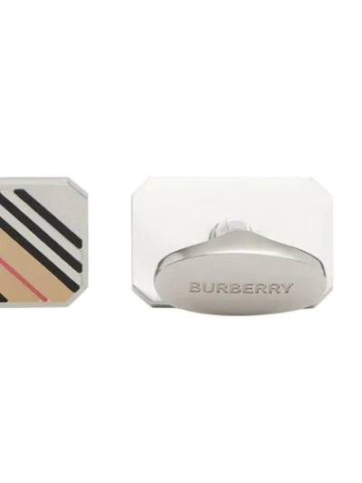 Shop Burberry Icon Stripe Cufflinks In Neutrals