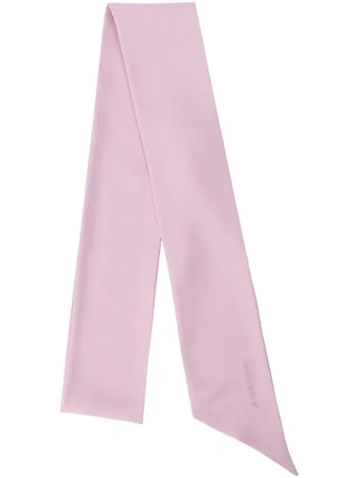 Shop Givenchy Silk Embroidered Logo Scarf In Pink