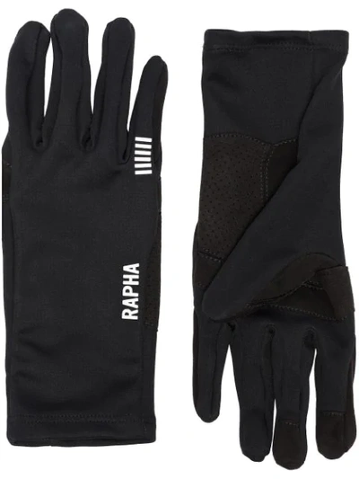 Shop Rapha Logo Detail Gloves In Black