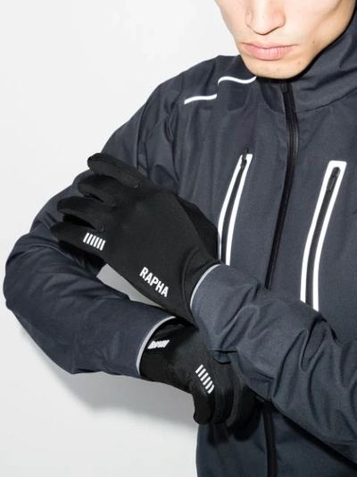 Shop Rapha Logo Detail Gloves In Black