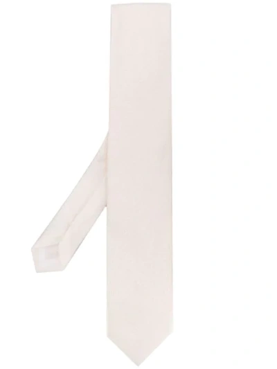 Shop Lardini Floral Silk Tie In White