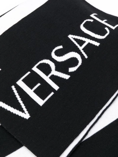 Shop Versace Logo Jacquard Scarf In Black