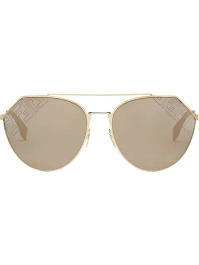 Shop Fendi Eyeline 2.0 Pilot Sunglasses In Gold