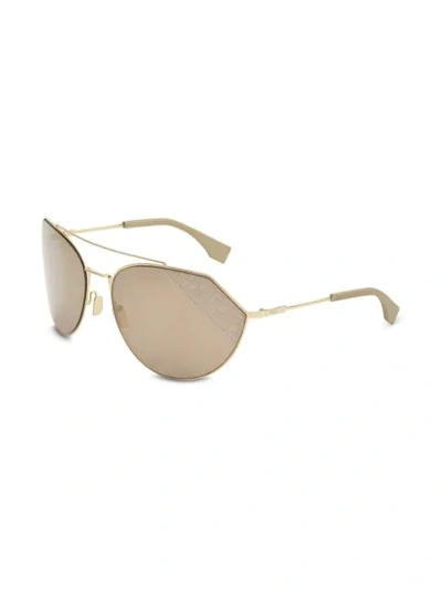 Shop Fendi Eyeline 2.0 Pilot Sunglasses In Gold