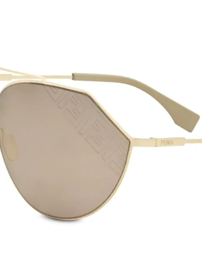 Shop Fendi Eyeline 2.0 Pilot Sunglasses In Gold