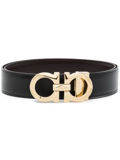 Shop Ferragamo Adjustable Gancini Buckle Belt In Black