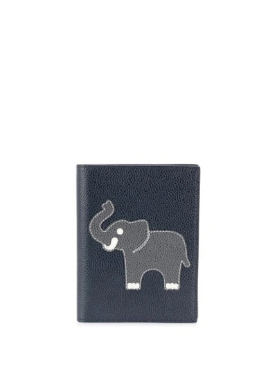 Shop Thom Browne Animal Icon Appliqué Passport Holder In Blue
