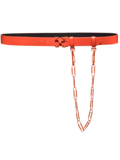 Shop Off-white Paperclip Chain Belt In Orange