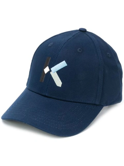 Shop Kenzo Logo Embroidered Cap In Blue