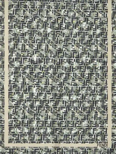 Shop Fendi Monogram Print Scarf In Grey
