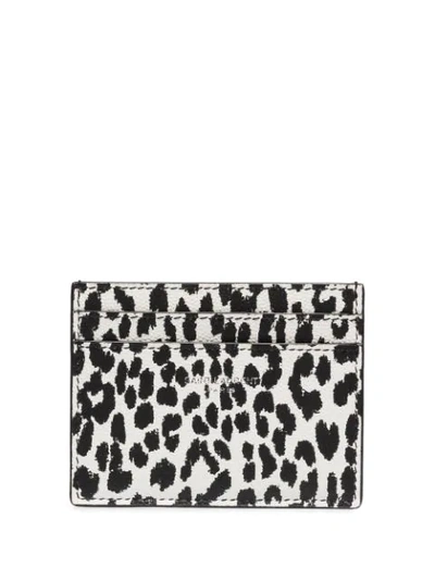 Shop Saint Laurent Leopard-print Cardholder In Black