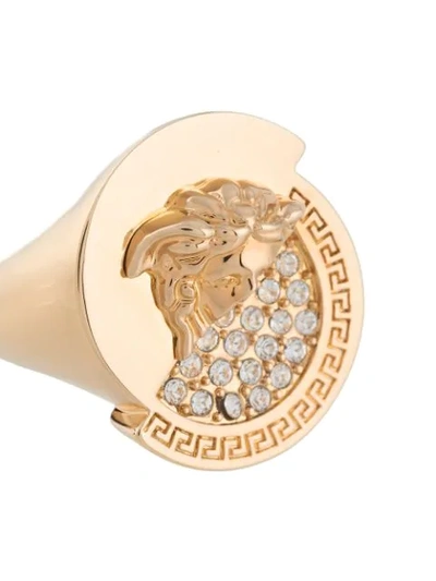 Shop Versace Medusa-motif Greca-engraved Ring In Gold