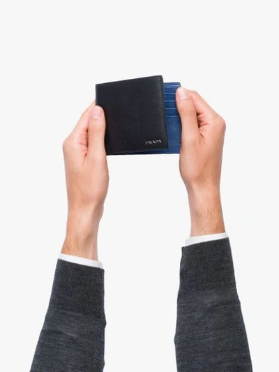 Shop Prada Two-tone Bi-fold Wallet In Black