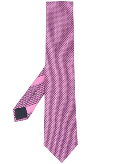 Shop Ermenegildo Zegna Geometric Print Silk Tie In Pink