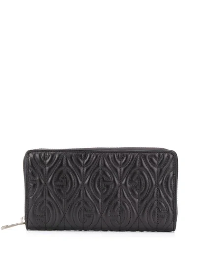 Shop Gucci G Rhombus Zip-around Wallet In Black