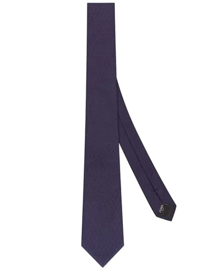 Shop Fendi Ff Motif Silk Tie In Blue