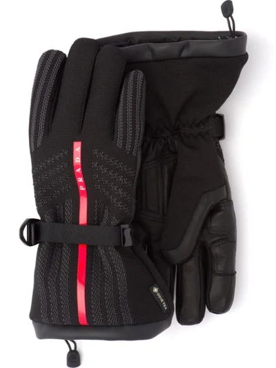 Shop Prada X Gore-tex Logo Gloves In Black