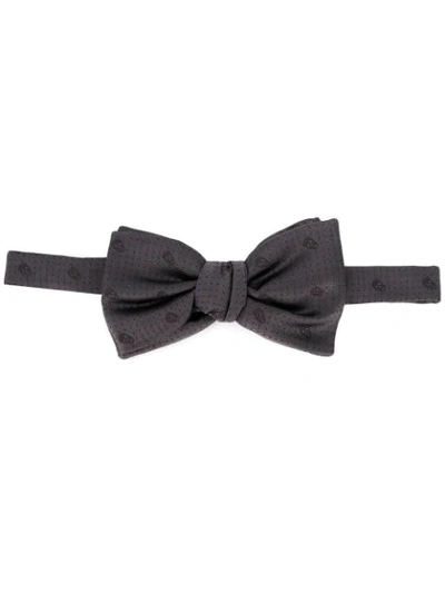 Shop Alexander Mcqueen Skull Jacquard Bow Tie In Grey