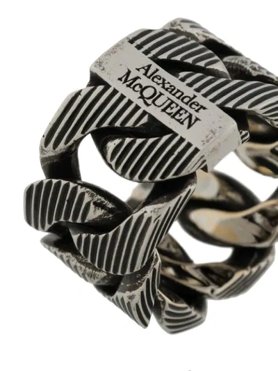 Shop Alexander Mcqueen Oversized Chain-detail Ring In Silver