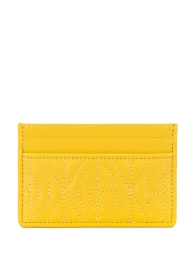 Shop Gucci Stitched Logo Cardholder In Yellow