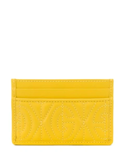 Shop Gucci Stitched Logo Cardholder In Yellow