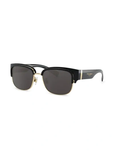 Shop Dolce & Gabbana Viale Piave 2.0 Rectangular-frame Sunglasses In Black
