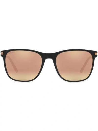 Shop Bvlgari Rectangular Frame Sunglasses In Black