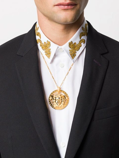 Shop Versace Medusa Medallion Necklace In Gold