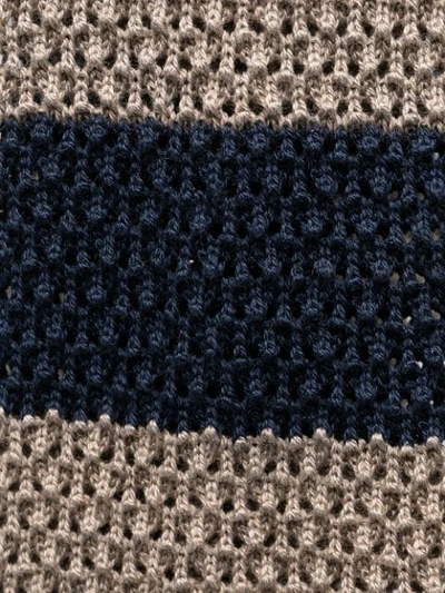 Brunello Cucinelli Striped Cotton And Linen-blend Knitted Tie In Blue