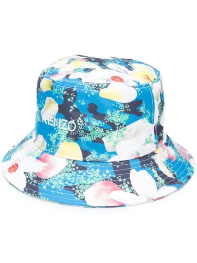 Shop Kenzo Floral-print Bucket Hat In Blue