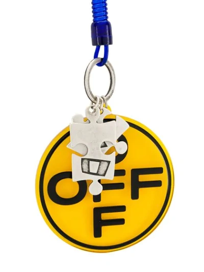 Shop Off-white Bungee Puzzle Keyring In Silver