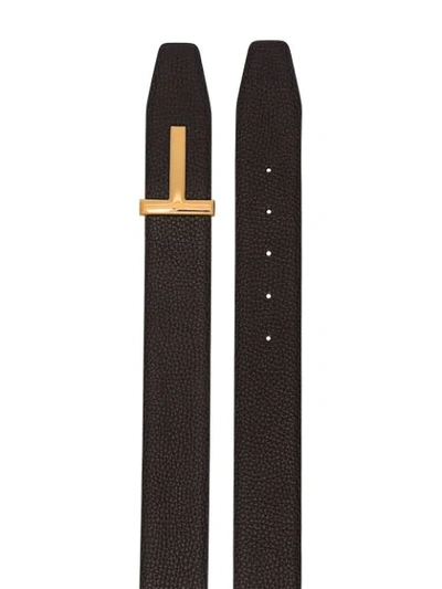 Tom Ford Classic T Buckle Belt In Brown