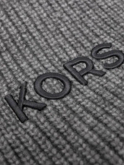 Shop Michael Kors Embroidered Logo Scarf In Grey