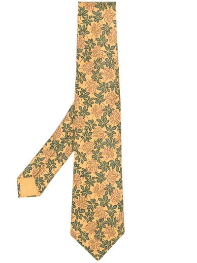 Pre-owned Hermes 2000s  Jacquard Tie In Yellow