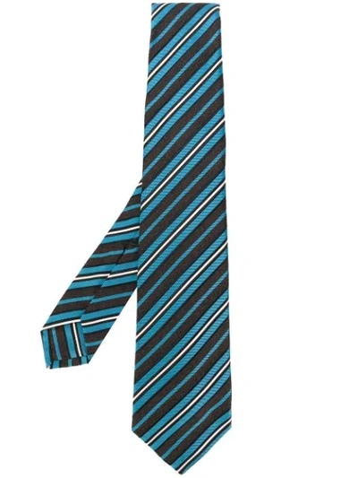 Shop Kiton Stripe-jacquard Tie In Blue